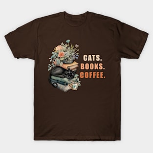 Cats, Books, Coffee T-Shirt